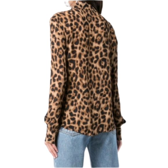 REFORMATION Violet Leopard Print Button Down Top - Picture 2 of 12